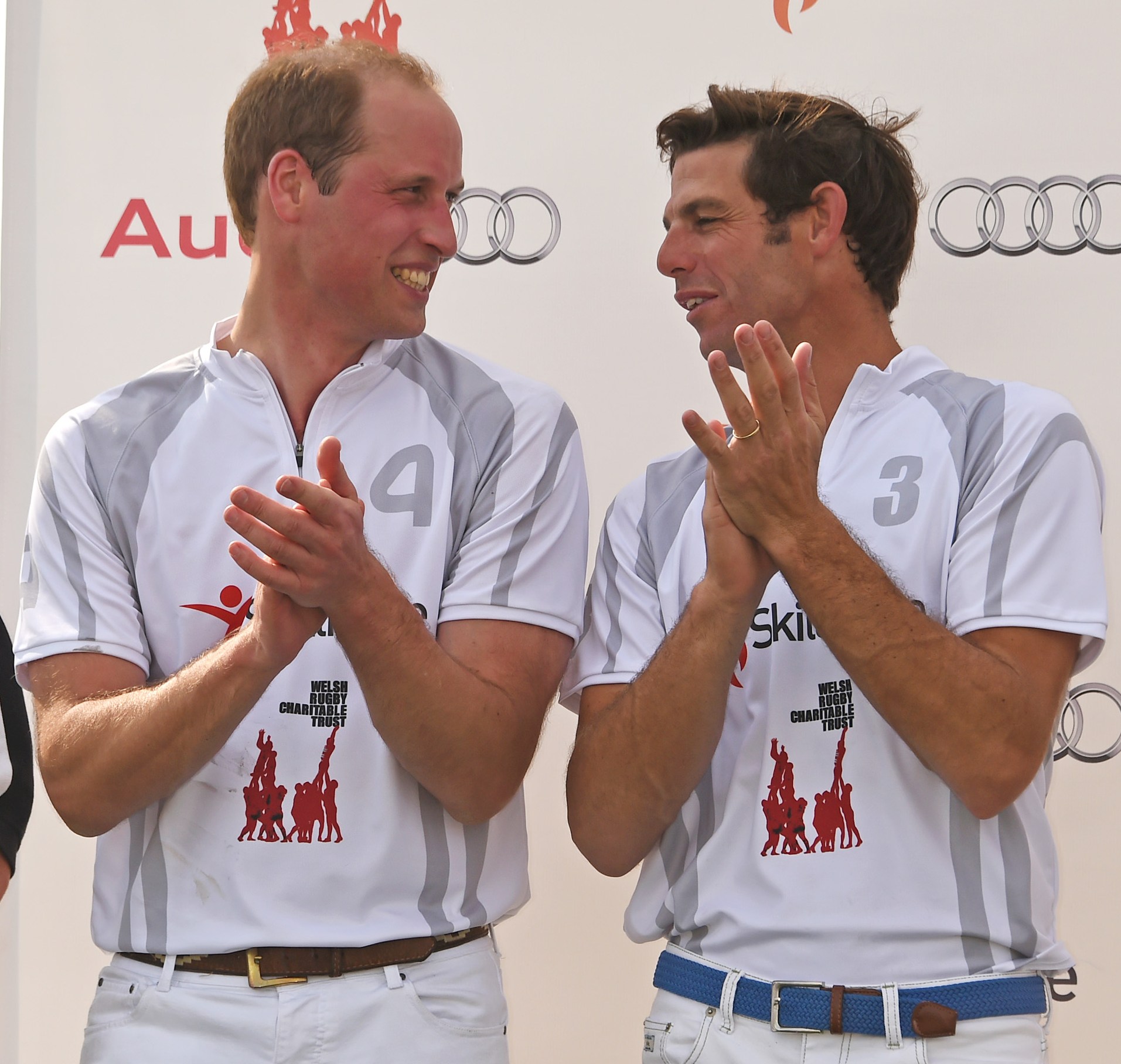 Borwick y el príncipe William en el Audi Polo Challenge, Cambridge, julio de 2015